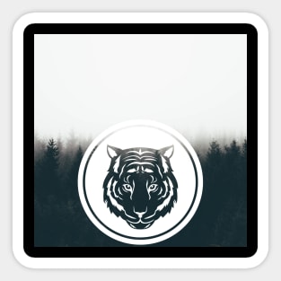 Tiger head with a cool forest background Sticker